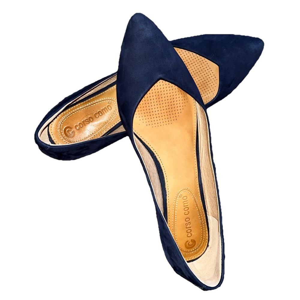 Corso Como Shoes 6.5 M Blue Suede Julia Flats Pointed Toe Slip On Balletcore